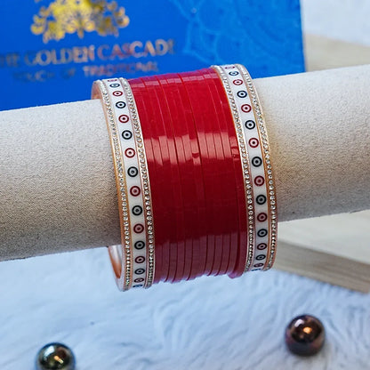 Premium Mini Wedding Chooda Bangles Set for Women (Both Hand) - The Golden Cascade