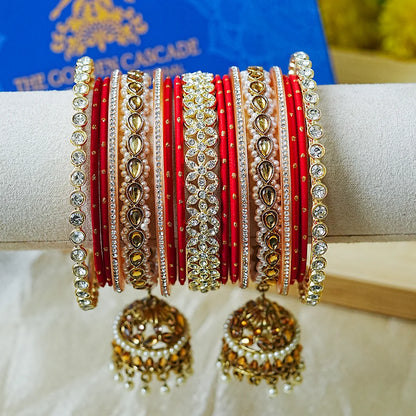 Designer Metal Bangles Set with Jhumki for Women (Both Hands)