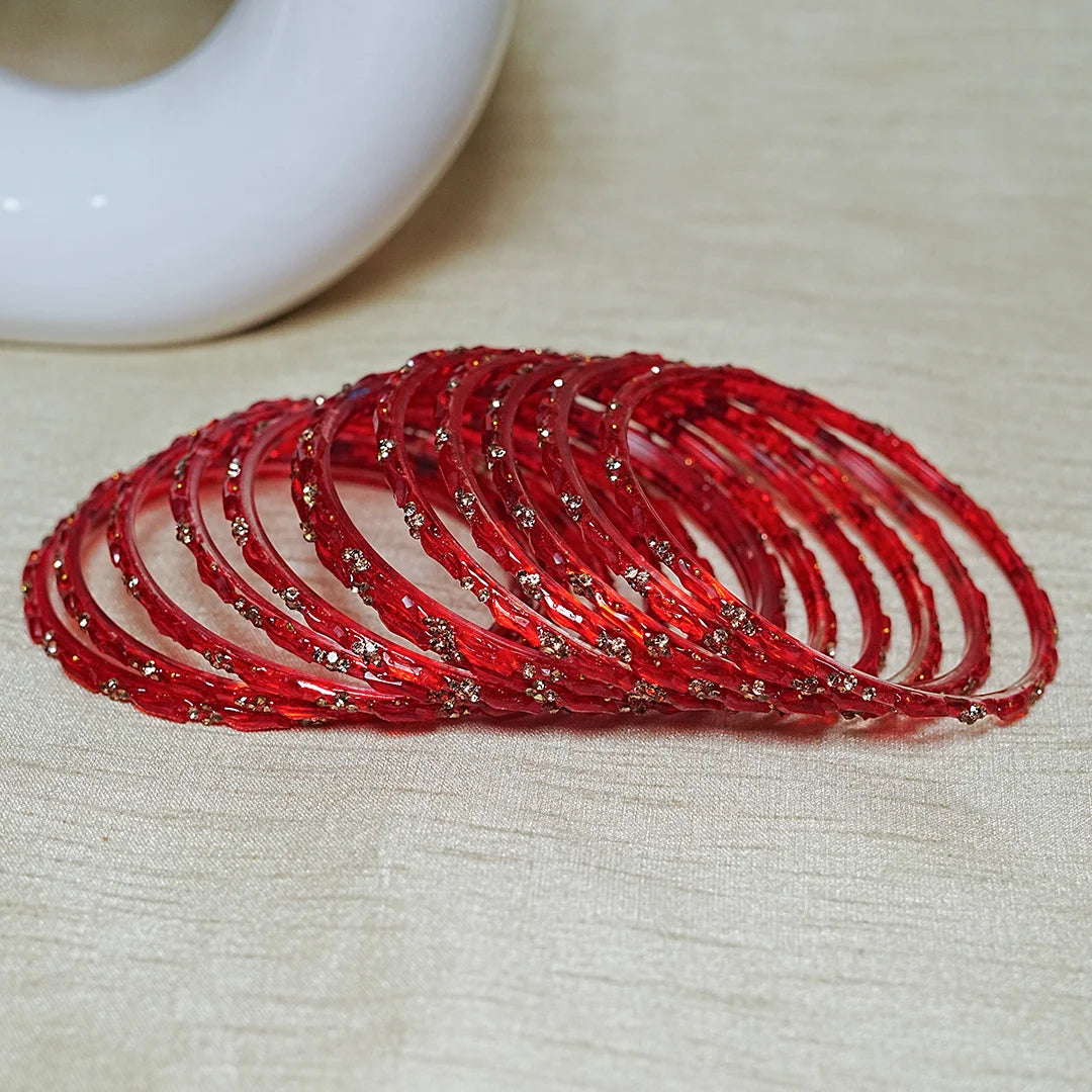 Designer Beads Work Glass Bangles for Women (Pack of 12 Bangle)