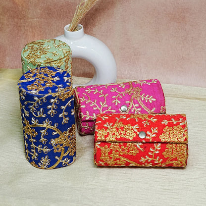 Embroidered Wooden Jewelry Storage Box for Bangles (2 Section)