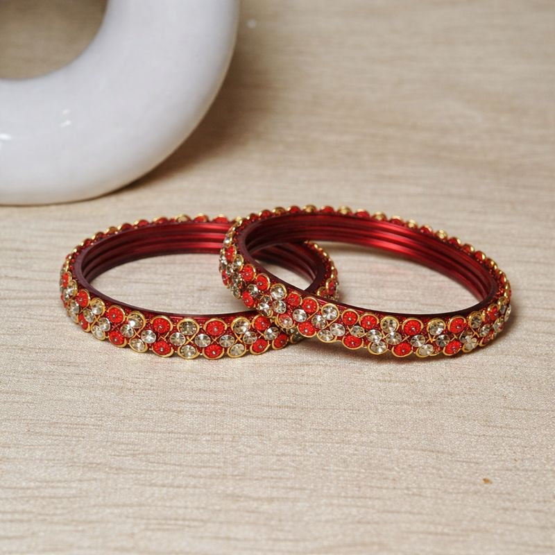 Traditional Glass Kada with Stone Work For Women (Pack of 2)