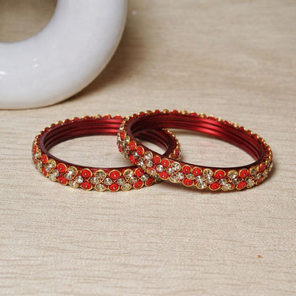 Traditional Glass Kada with Stone Work For Women (Pack of 2)