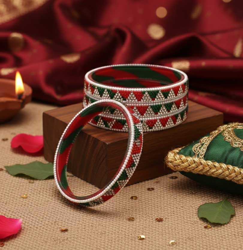 Handmade Multicolor Shade Glass Kada for Women & Girls (Pack of 4)