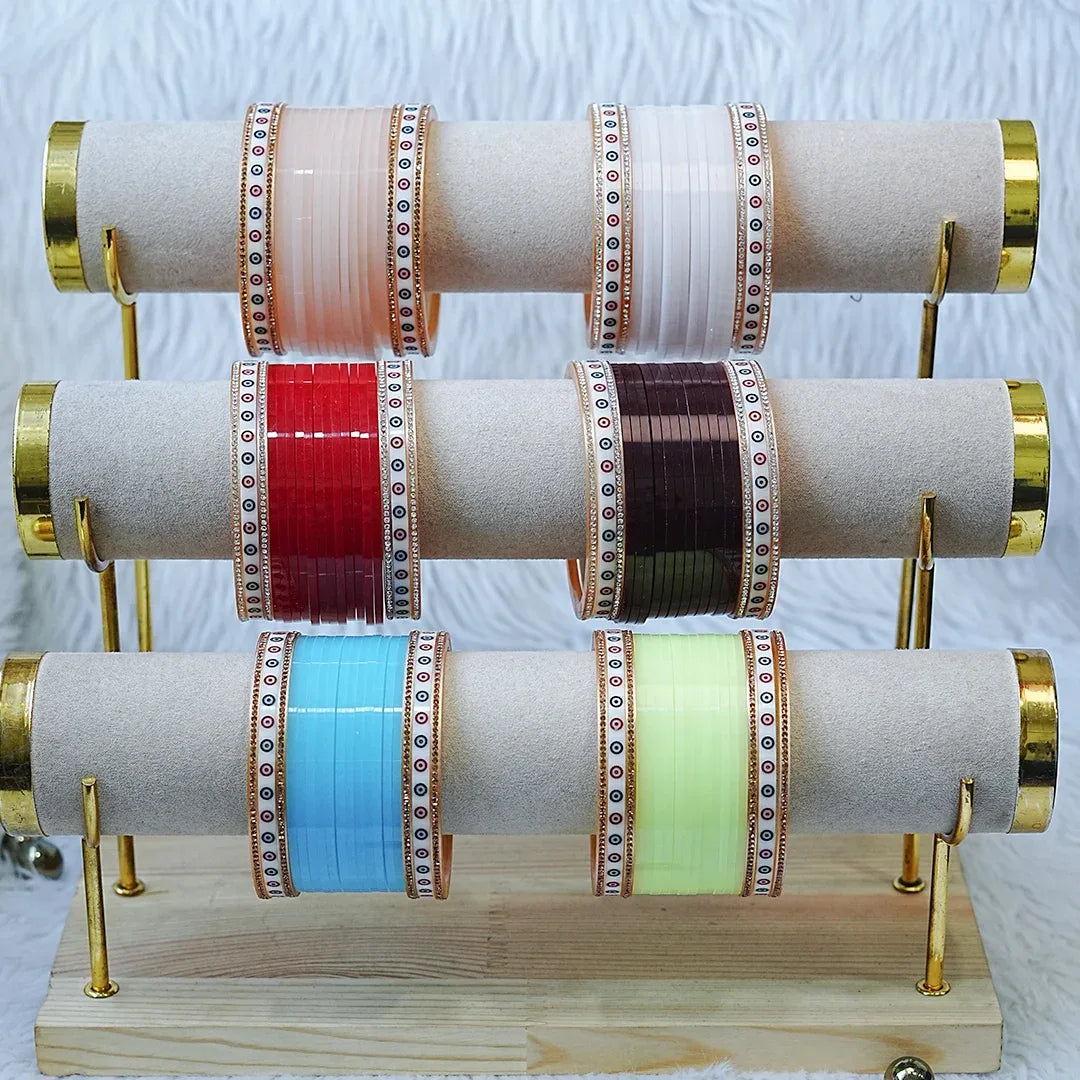 Premium Mini Wedding Chooda Bangles Set for Women (Both Hand) - The Golden Cascade