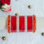 Red Color Wedding Shining Look Bridal Chura Set for Women (Both Hands)