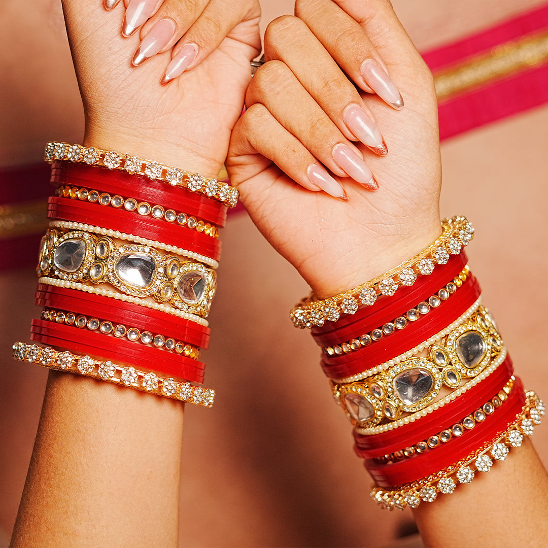 Traditional Indian Bridal Chura Set for Women (Both Hands)