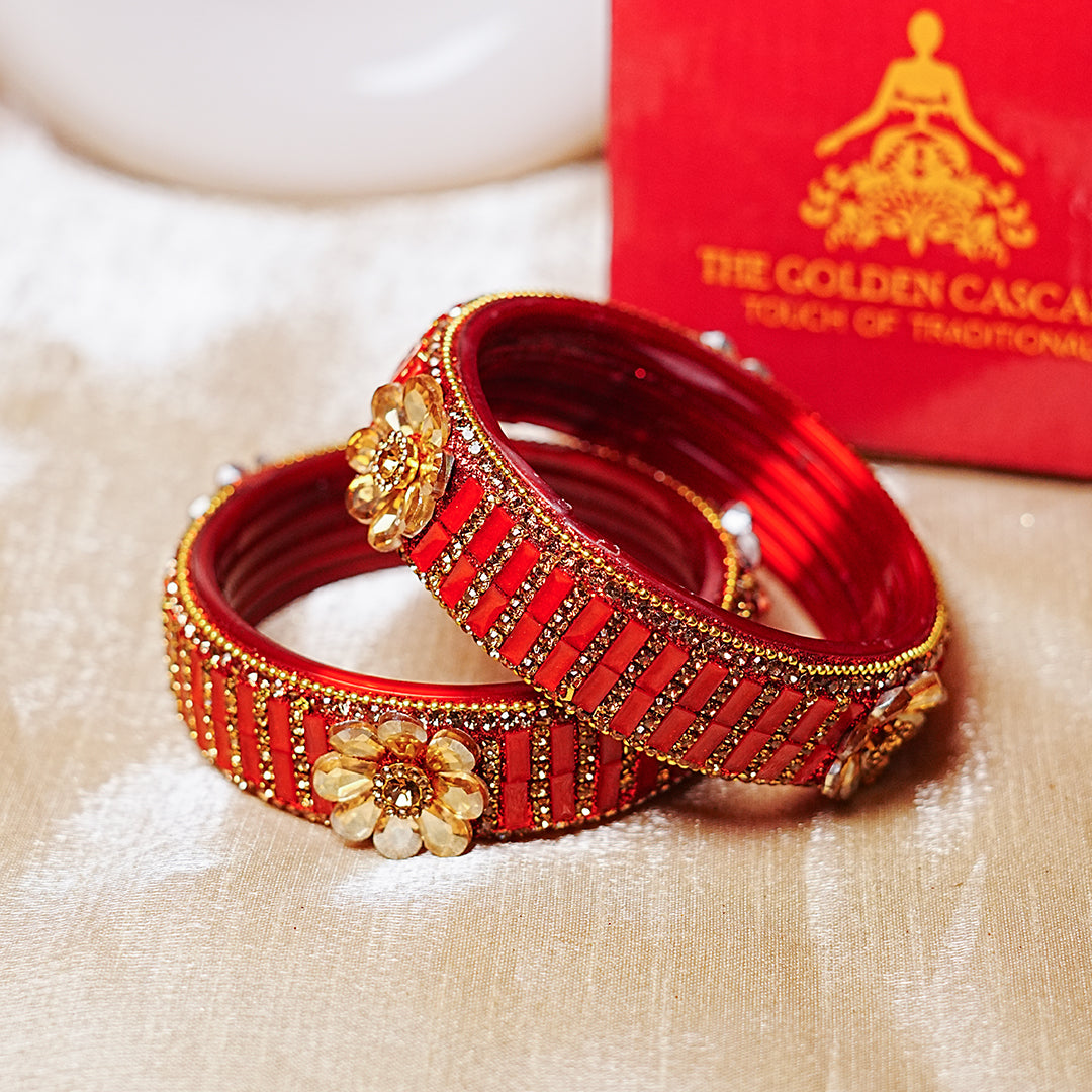 Glass Kada for Women & Girls – Elegant Flower Design (Pack of 2)