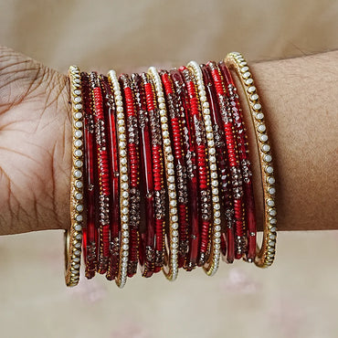 Elegant Women’s Glass Bangle Set for Wedding (Both Hands)