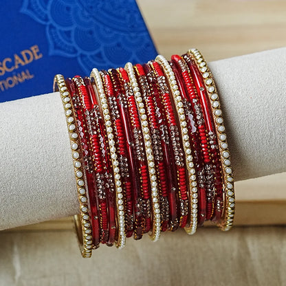 Elegant Women’s Glass Bangle Set for Wedding (Both Hands)
