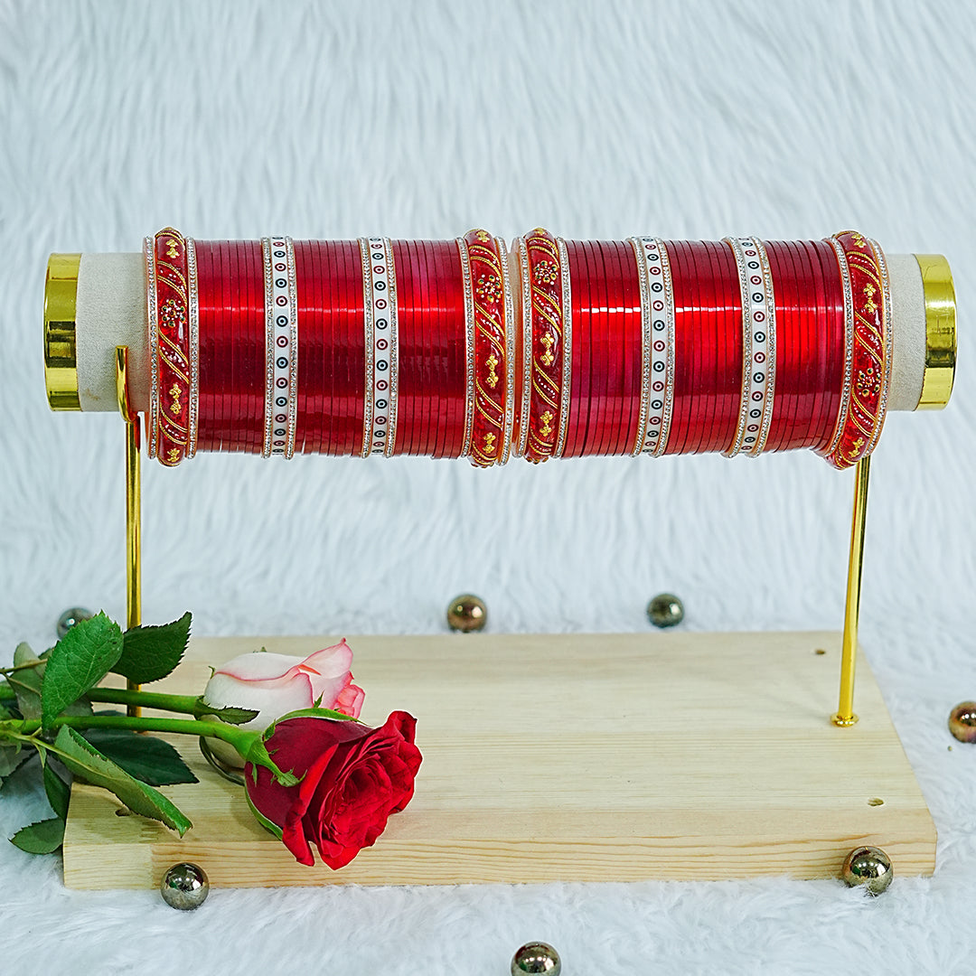 Red Color Wedding Shining Look Bridal Chura Set for Women (Both Hands)