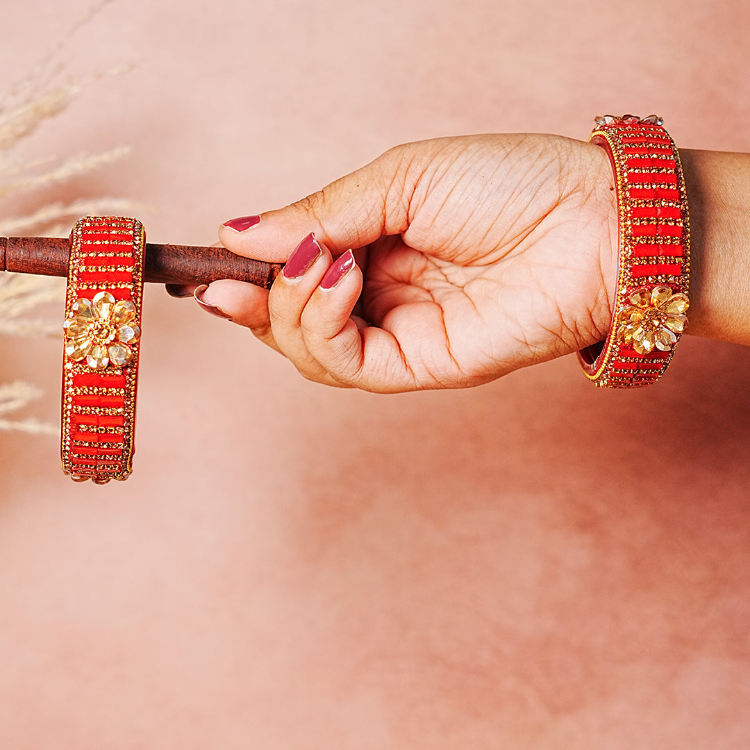 Glass Kada for Women & Girls – Elegant Flower Design (Pack of 2)