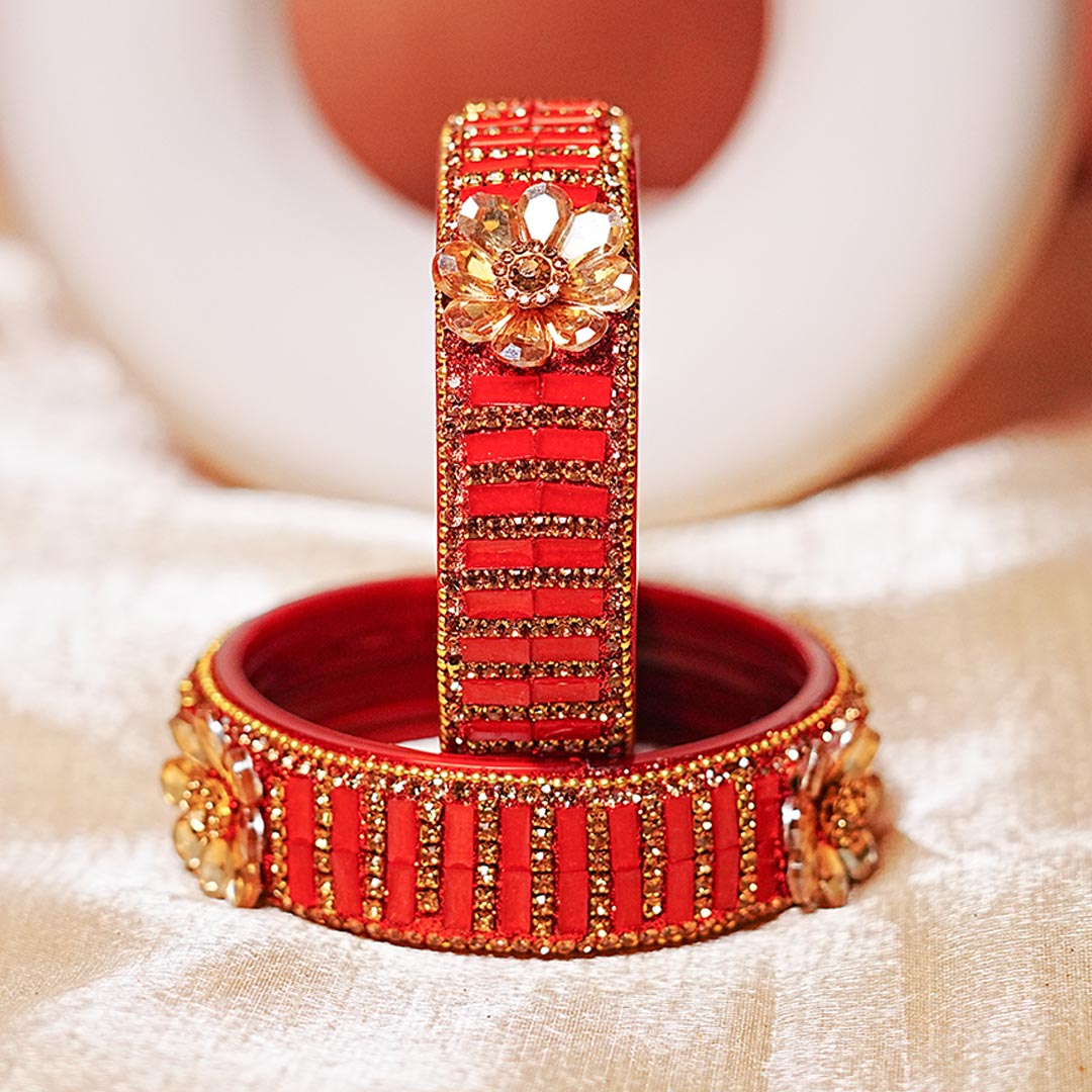 Glass Kada for Women & Girls – Elegant Flower Design (Pack of 2)