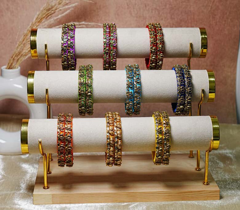 Handcrafted Silk Thread Kada Bangles with Lotus Motif for Women & Girls (Pack of 2)