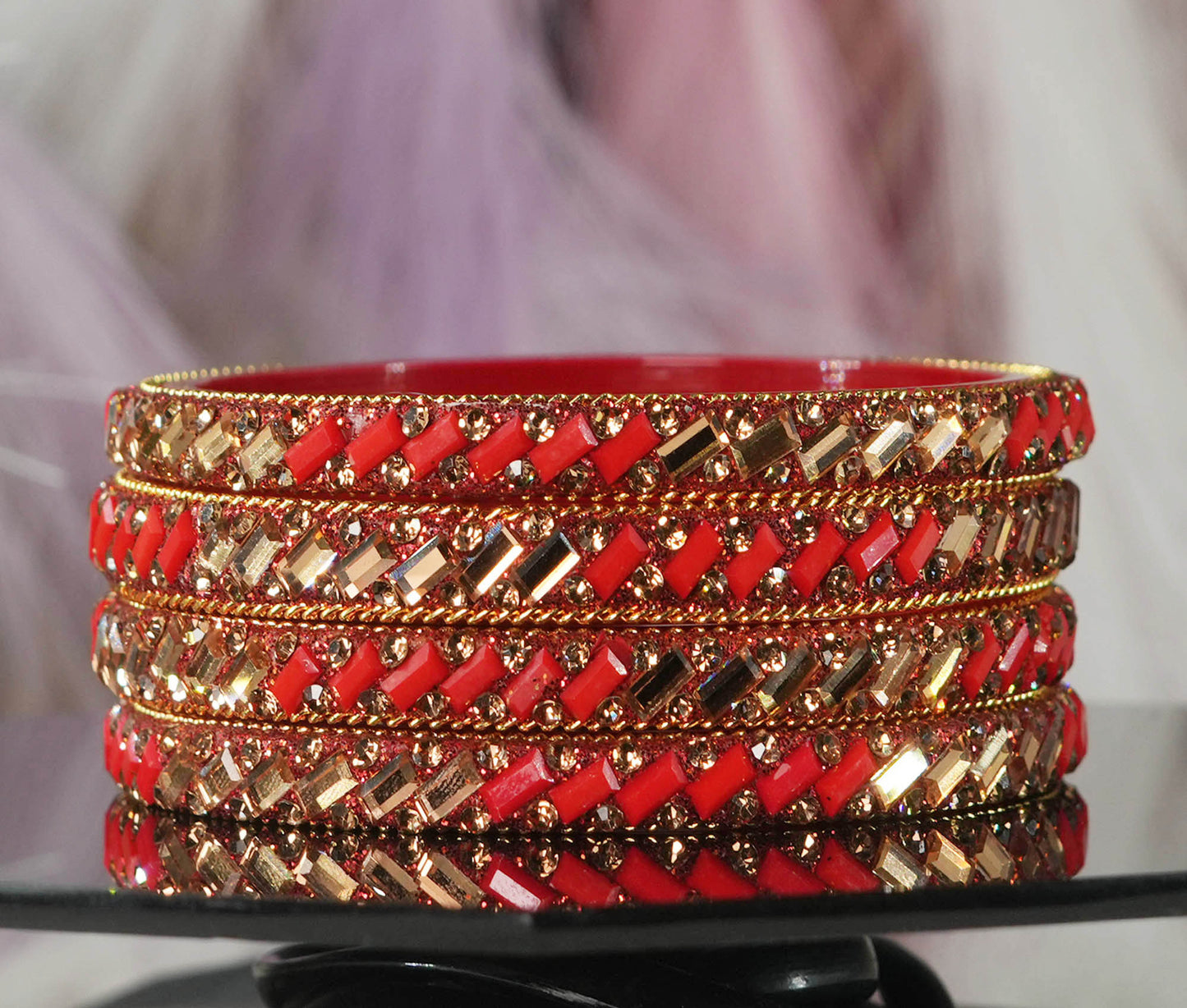 Multiple Color Glass Bangles for Women & Ladies (Pack of 4 Glass kada)