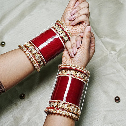 Rajwadi Wedding Chura Set with Elephant Design for Women (Both Hands)