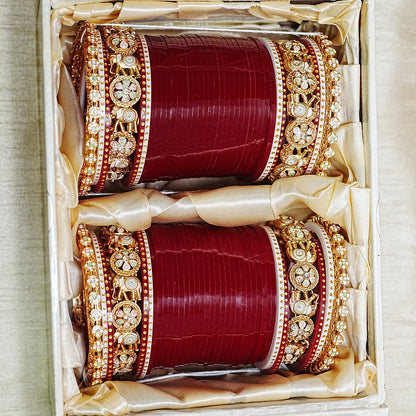 Rajwadi Wedding Chura Set with Elephant Design for Women (Both Hands)