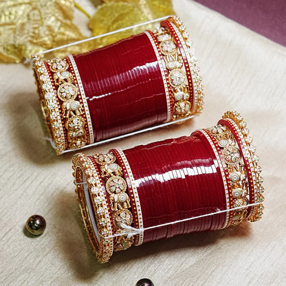 Rajwadi Wedding Chura Set with Elephant Design for Women (Both Hands)