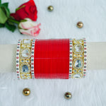 Red Wedding Bridal Chura Set with Kundan Work for Women (Both Hands)