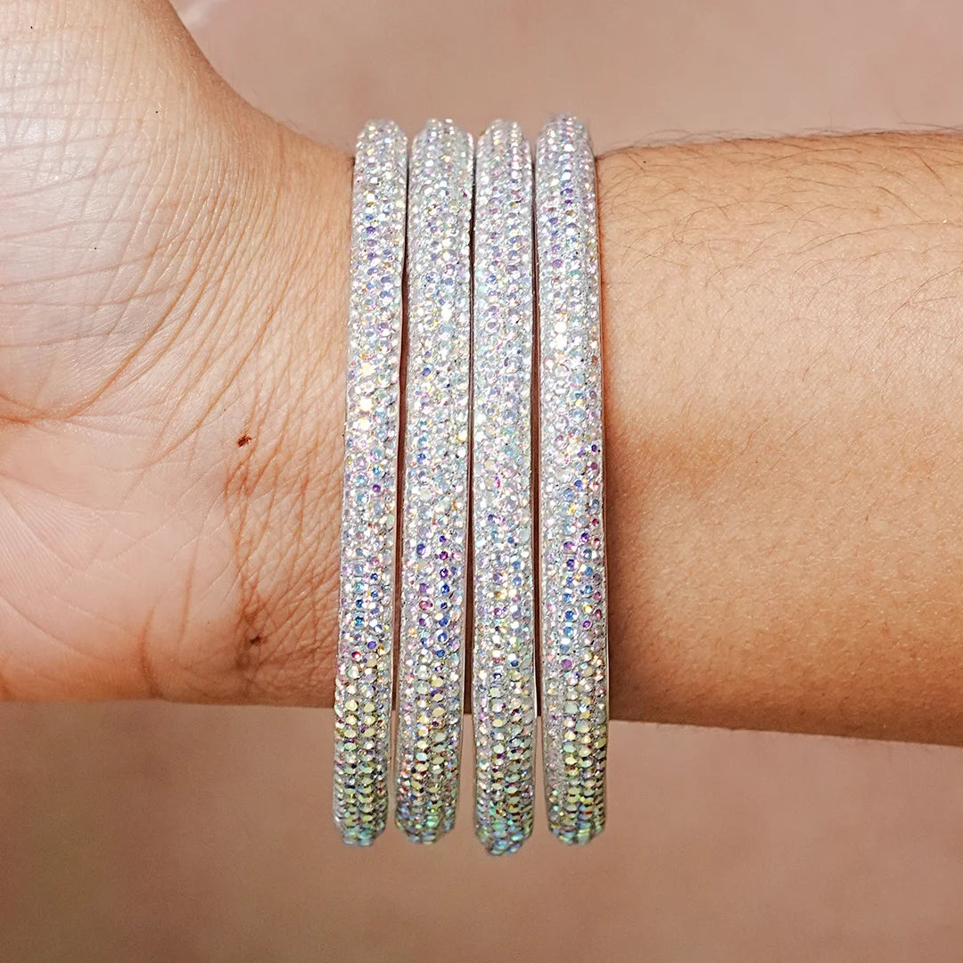 Handmade Designer Beads Work Glass Kada Bangles for Women & Girls (Pack of 4)