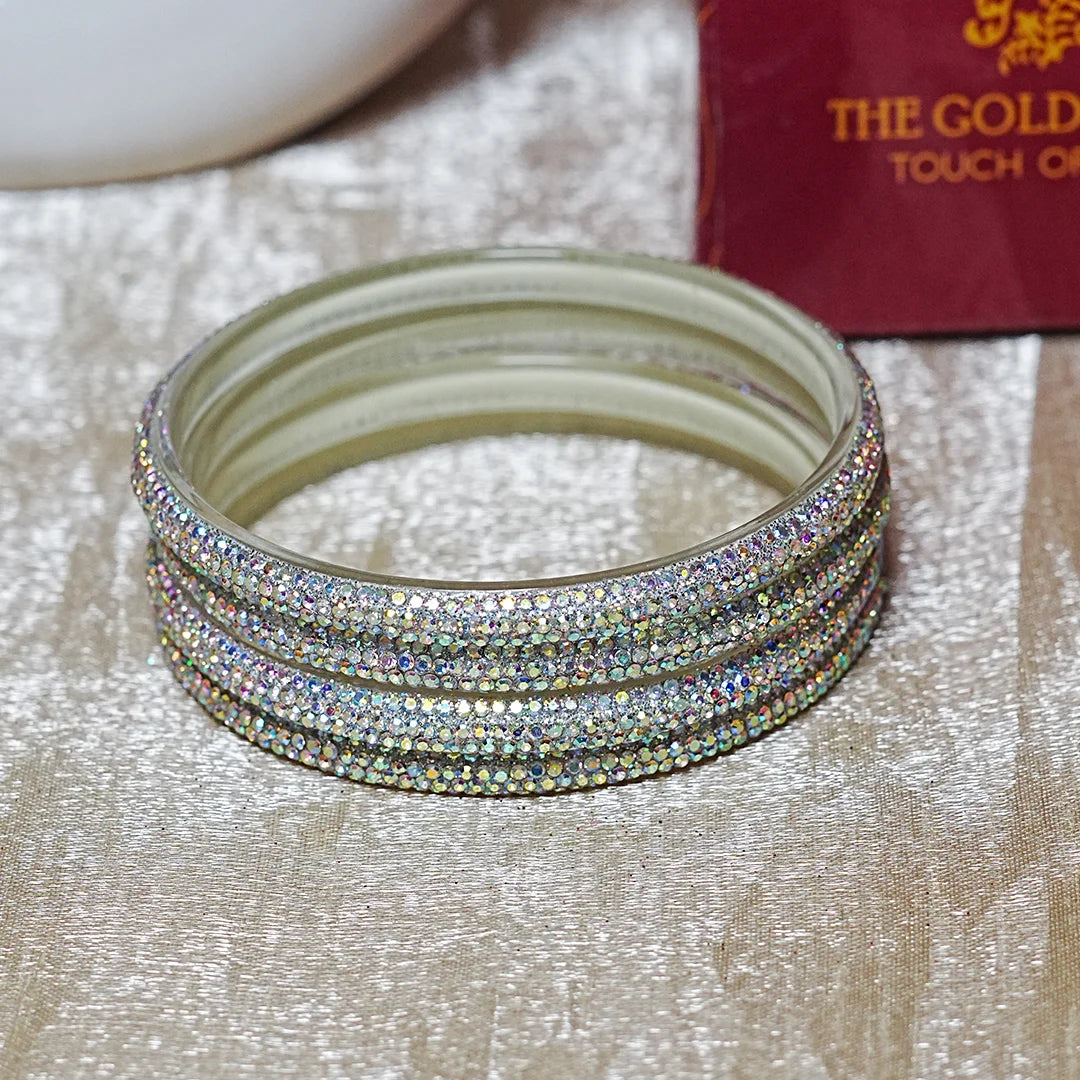 Handmade Designer Beads Work Glass Kada Bangles for Women & Girls (Pack of 4)