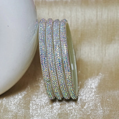 Handmade Designer Beads Work Glass Kada Bangles for Women & Girls (Pack of 4)