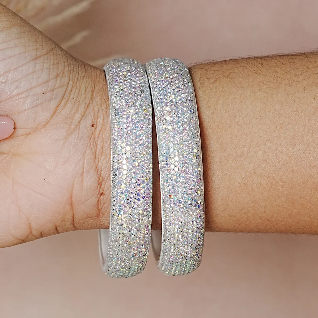 Luxury Glitter Glass Kada Bangles for Women & Girls (Pack of 2)