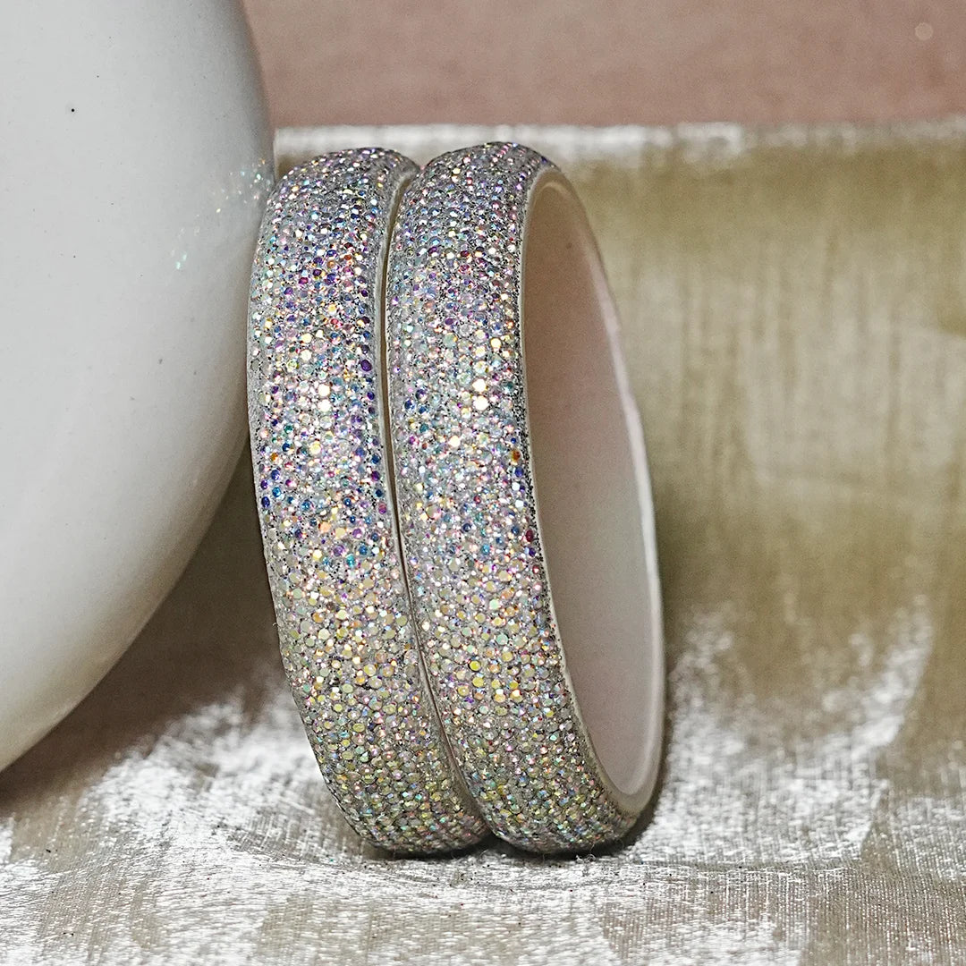 Luxury Glitter Glass Kada Bangles for Women & Girls (Pack of 2)