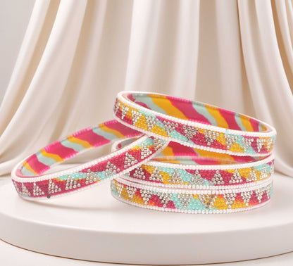 Handmade Multicolor Shade Glass Kada for Women & Girls (Pack of 4)