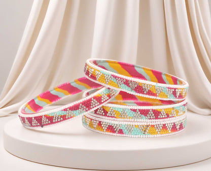 Handmade Multicolor Shade Glass Kada for Women & Girls (Pack of 4)