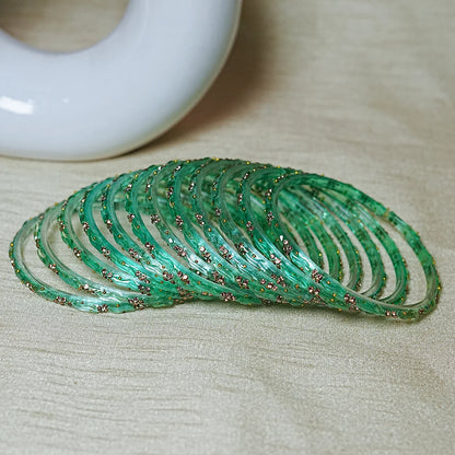 Designer Beads Work Glass Bangles for Women (Pack of 12 Bangle)