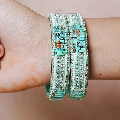 Women’s Glass Kada Bangles (Pack of 2) - The Golden Cascade