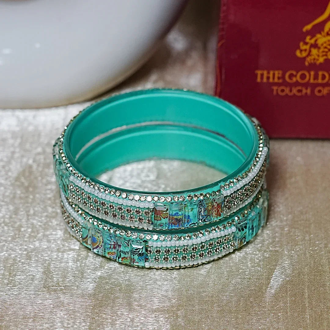 Women’s Glass Kada Bangles (Pack of 2) - The Golden Cascade