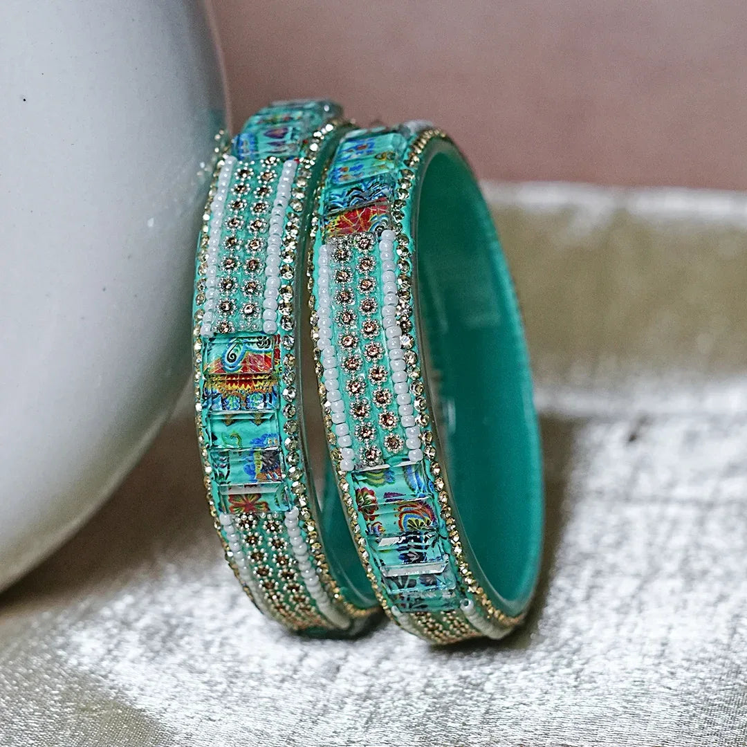 Women’s Glass Kada Bangles (Pack of 2) - The Golden Cascade