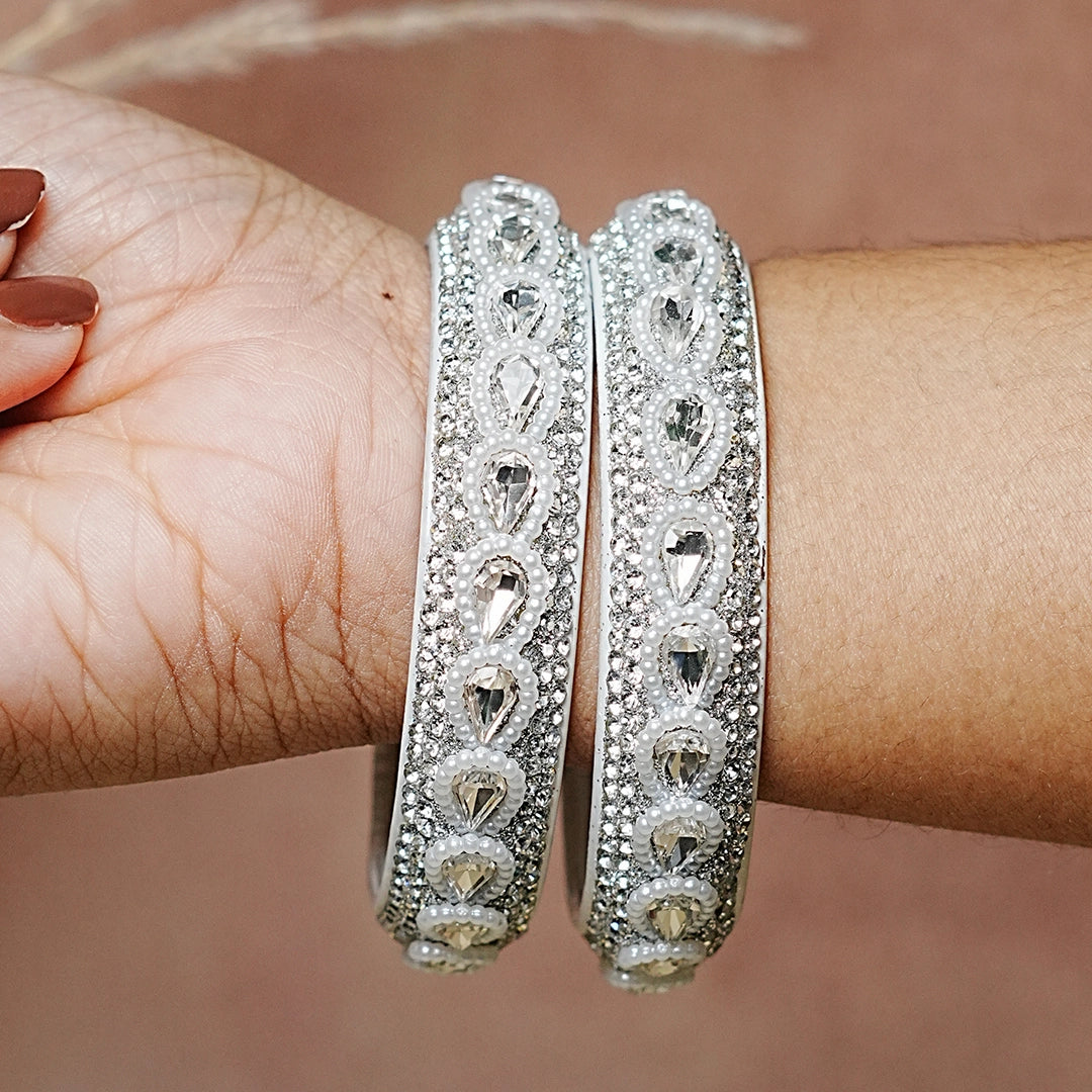 Glass Kada for Women & Girls – Kundan Studded Work (Pack of 2)