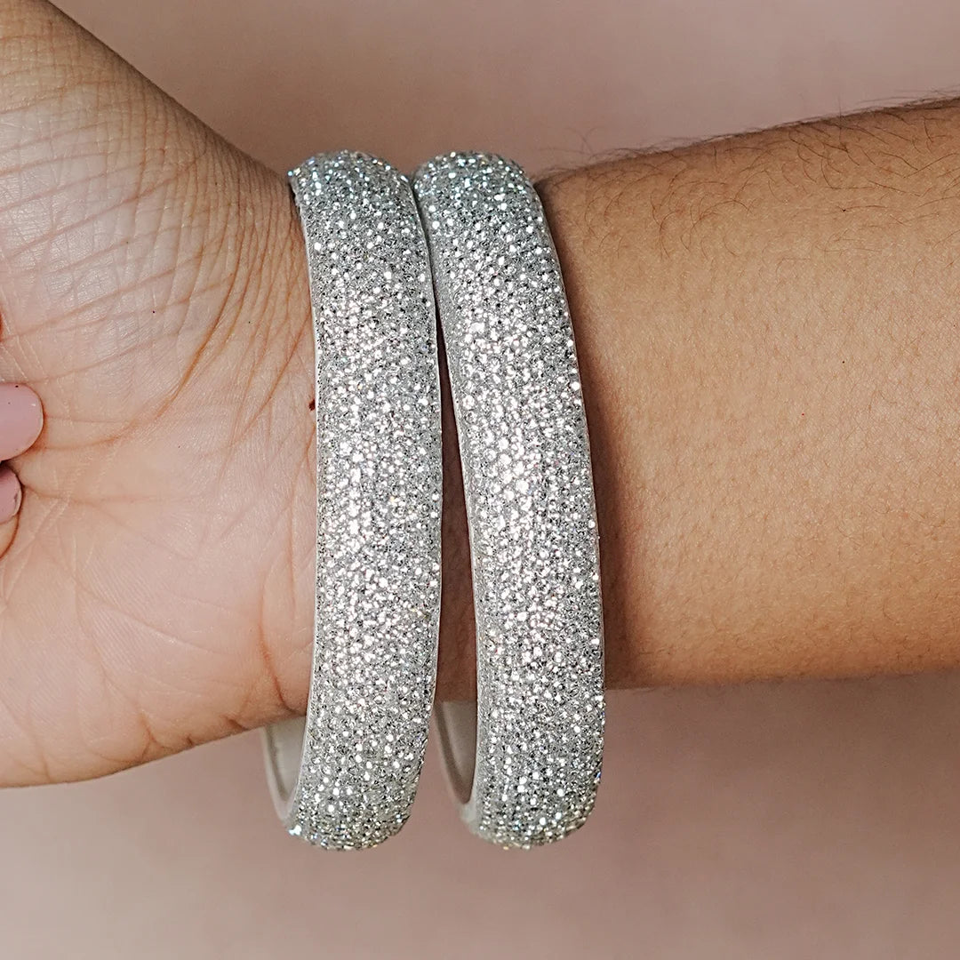 Luxury Glitter Glass Kada Bangles for Women & Girls (Pack of 2)