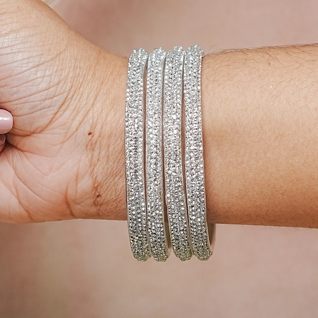 Handmade Designer Beads Work Glass Kada Bangles for Women & Girls (Pack of 4)