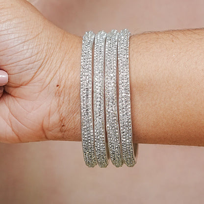 Handmade Designer Beads Work Glass Kada Bangles for Women & Girls (Pack of 4)