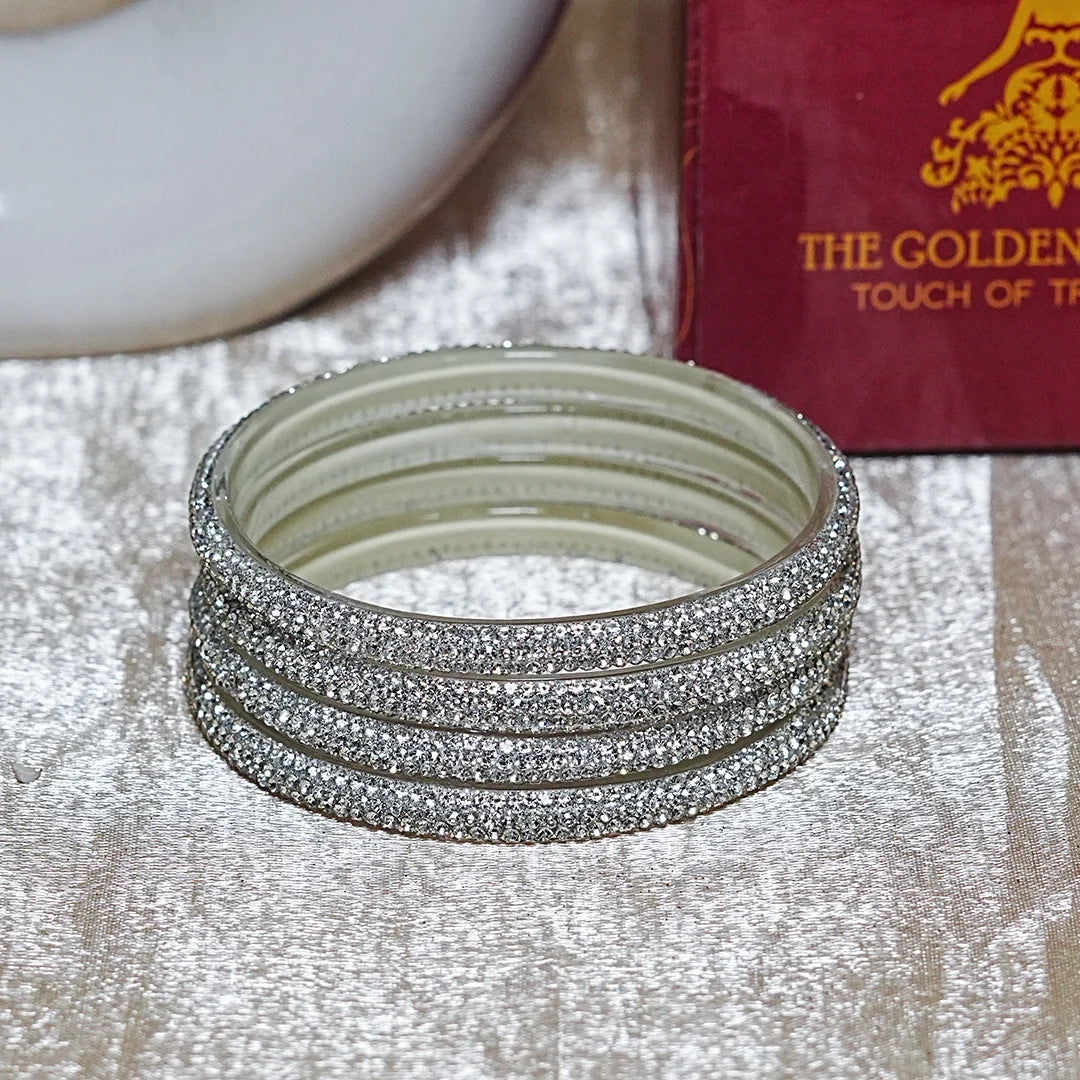 Handmade Designer Beads Work Glass Kada Bangles for Women & Girls (Pack of 4)