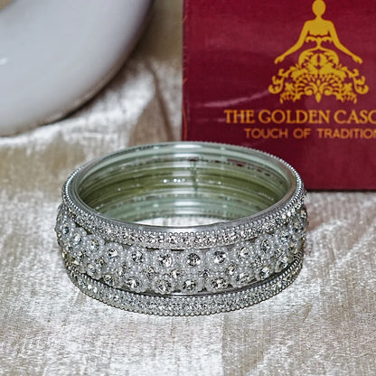 Stylish Designer Glass Kada Bangles for Women (Set of 2)