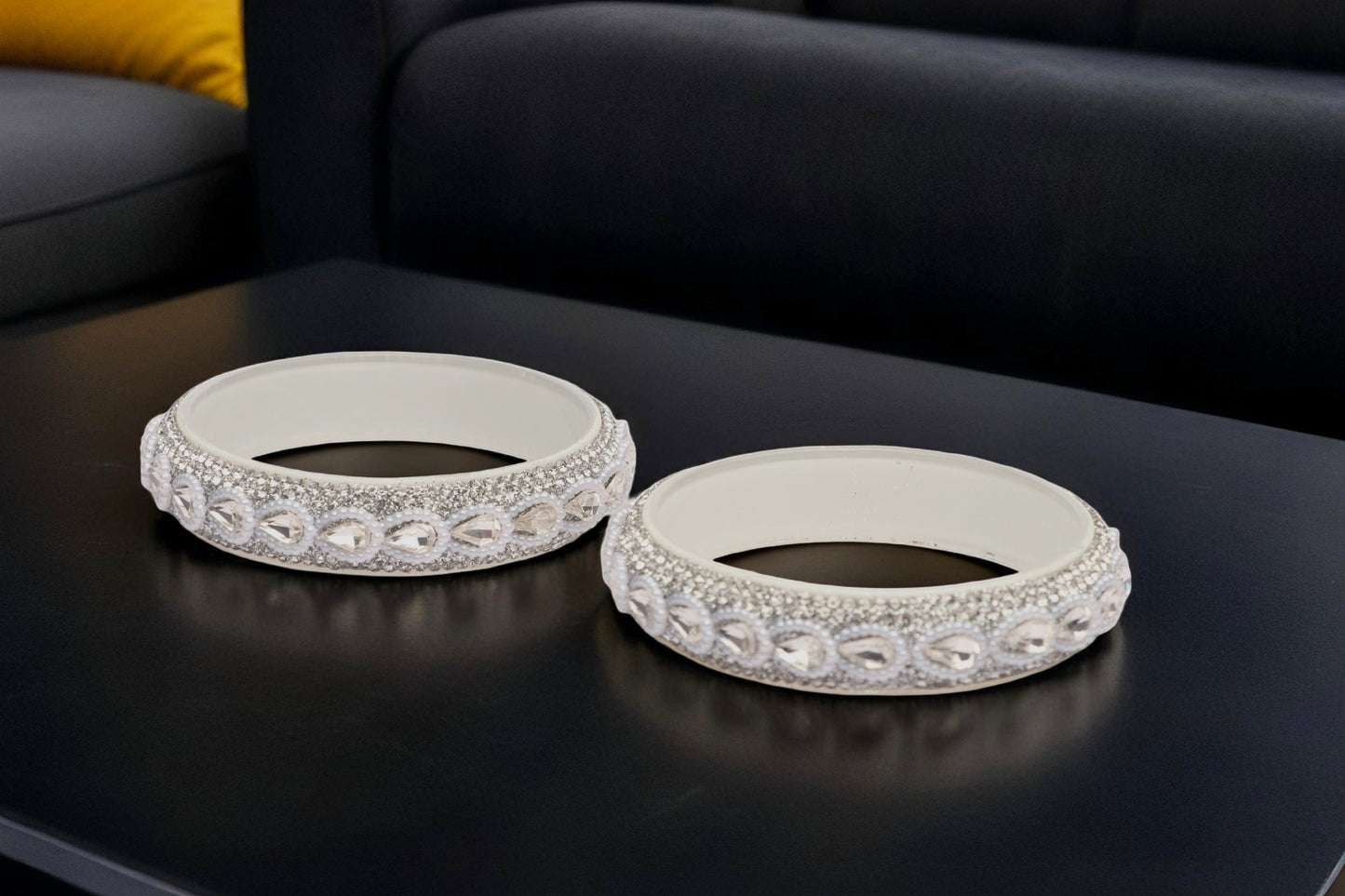 Glass Kada for Women & Girls – Kundan Studded Work (Pack of 2)