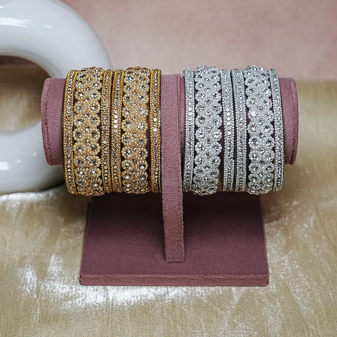 Stylish Designer Glass Kada Bangles for Women (Set of 2)