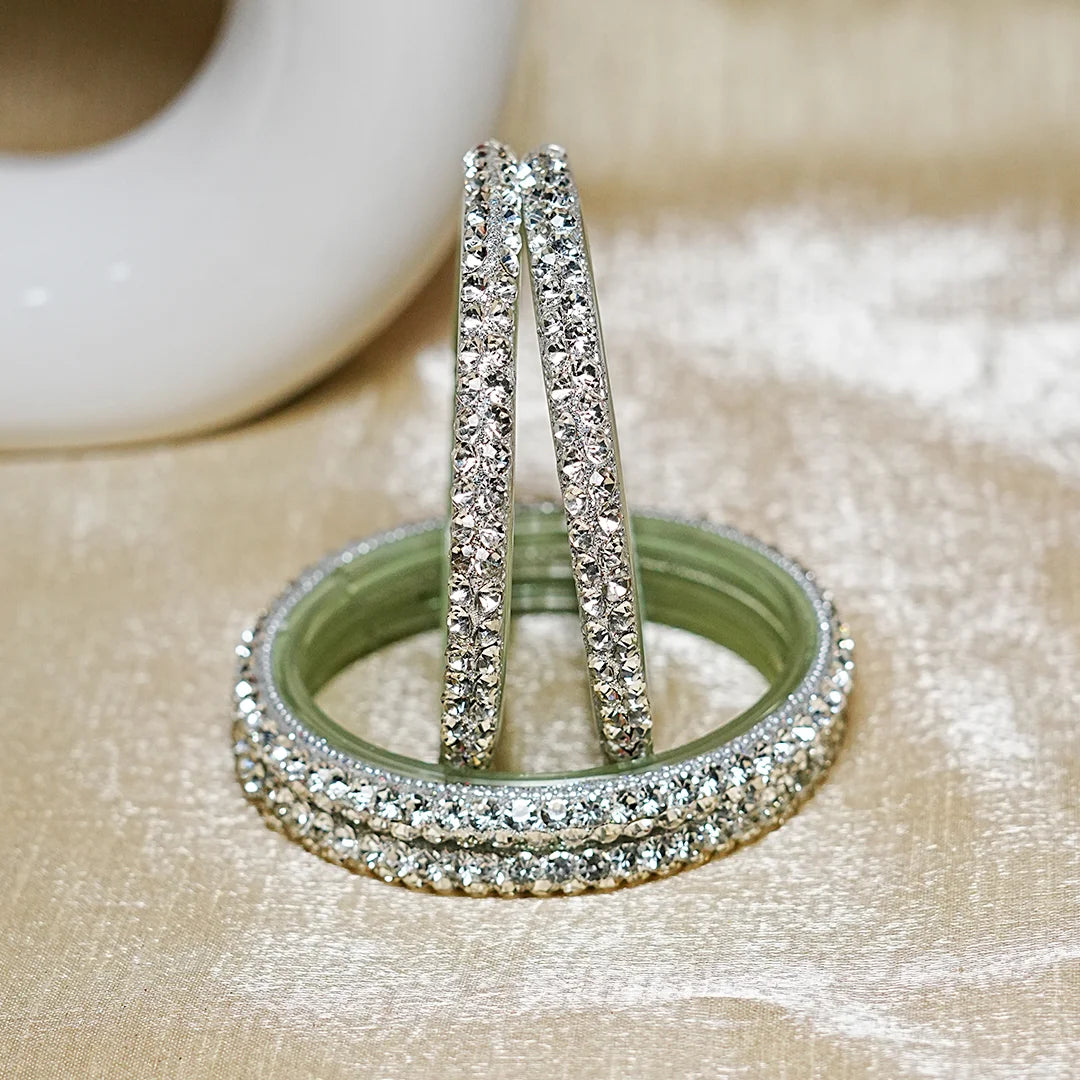 Traditional Indian Glass Kada Bangles Set with Beads Studded for Women & Girls (Pack of 4)