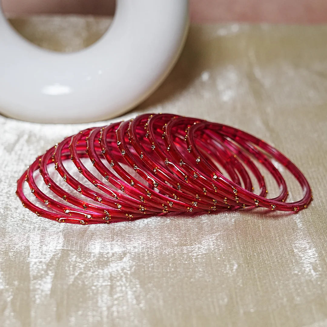 Traditional Lightweight Glass Bangles for Women (Pack of 12)