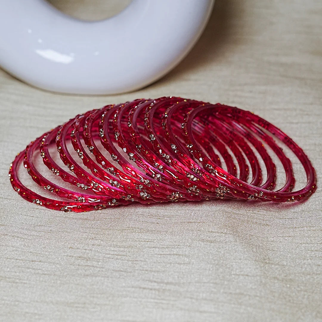 Designer Beads Work Glass Bangles for Women (Pack of 12 Bangle)