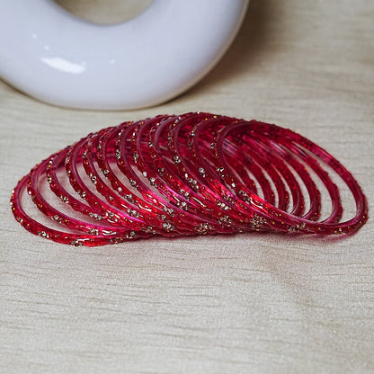 Designer Beads Work Glass Bangles for Women (Pack of 12 Bangle)