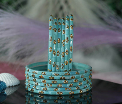 Multiple Color Glass Bangles with Beads Studded for Women & Girls (Pack of 12 Bangles)