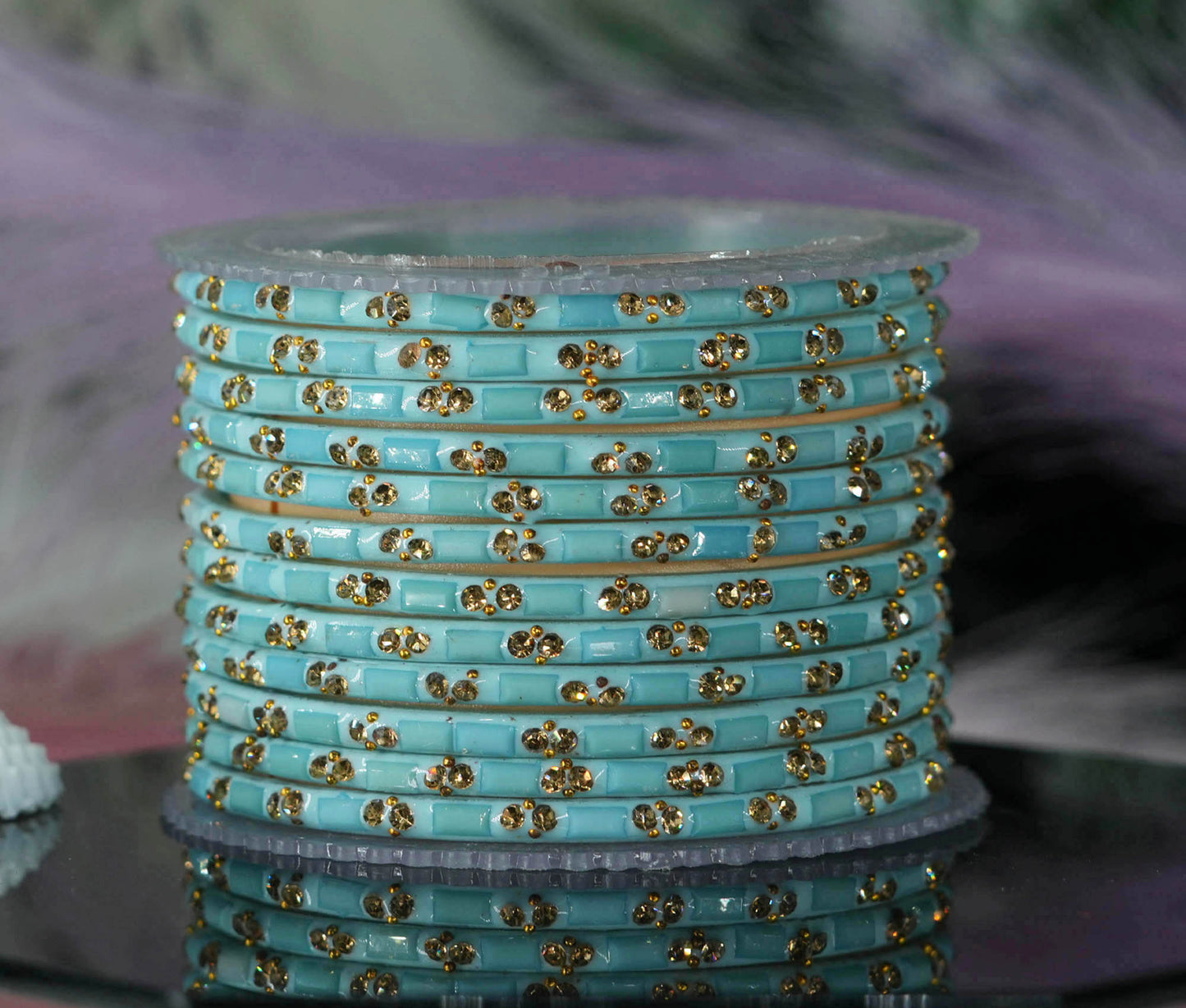 Multiple Color Glass Bangles with Beads Studded for Women & Girls (Pack of 12 Bangles)