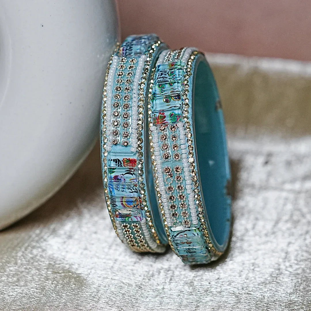 Women’s Glass Kada Bangles (Pack of 2) - The Golden Cascade