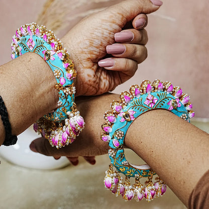 Traditional Rajwada Jadau Kada Bangles for Women (Pack of 2)