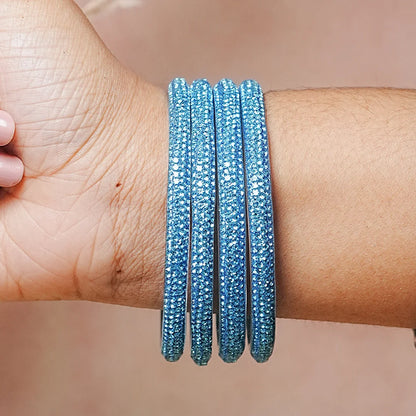 Handmade Designer Beads Work Glass Kada Bangles for Women & Girls (Pack of 4)